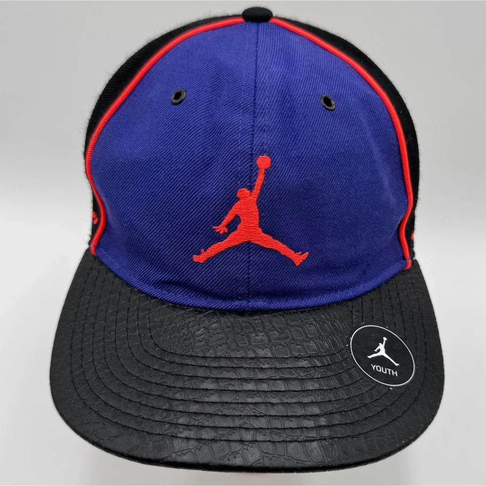 Jordan Jumpman Youth Cap Hat Black Purple Snapback‎ Adjustable Leather Brim